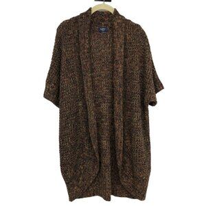 Reitman's Brown Autumn Shades Multicolor Knit Short Sleeve Open Cardigan size XL